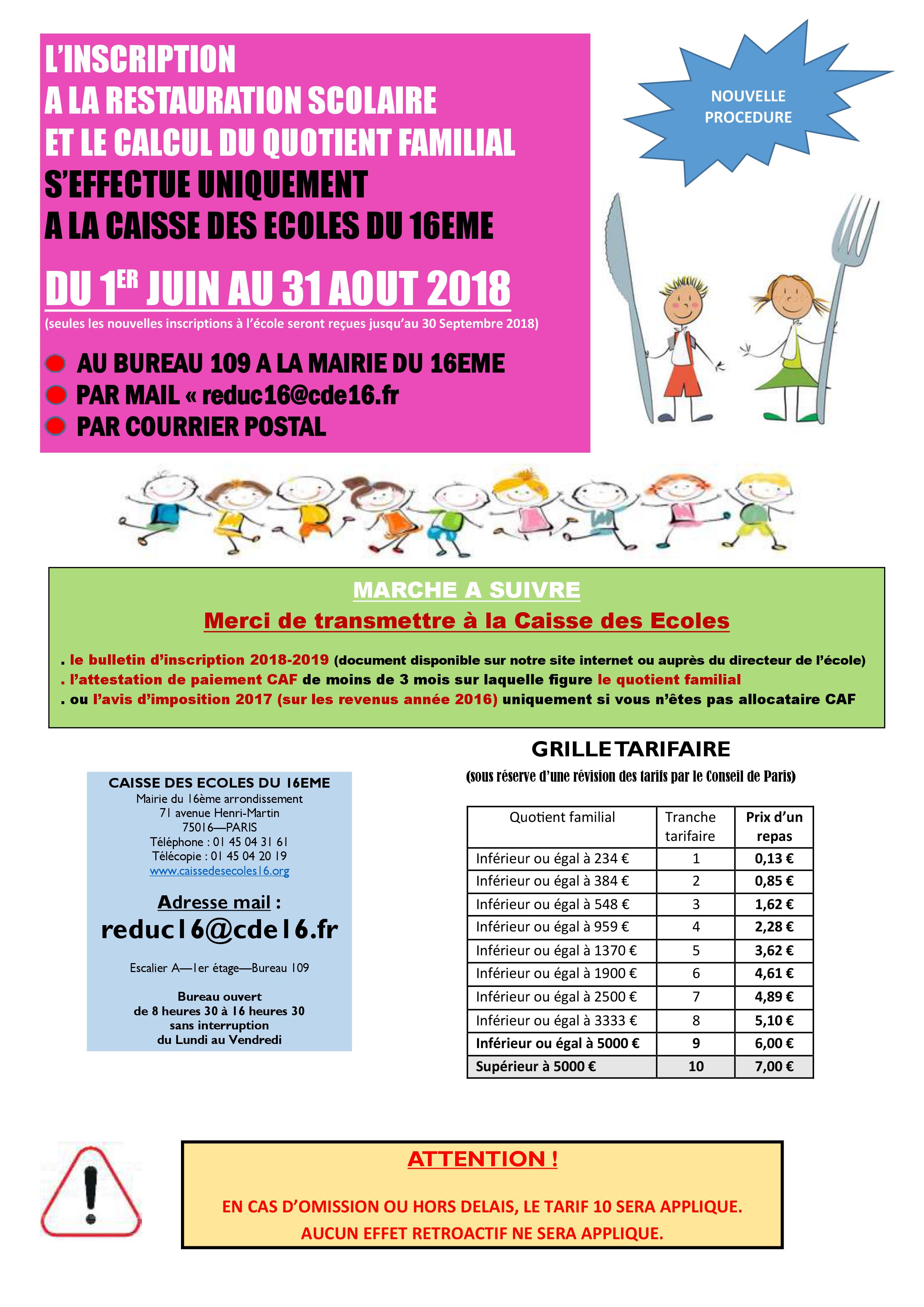INSCRIPTION A LA RESTAURATION SCOLAIRE